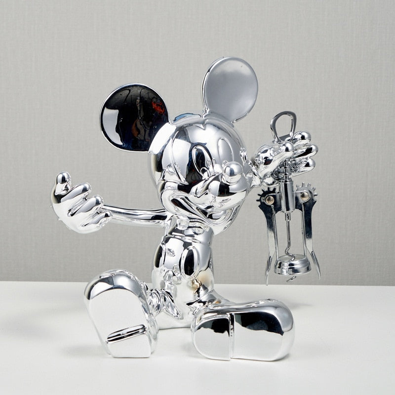 Mickey Mouse Chrome Wine Bottle Holder & Corkscrew Set