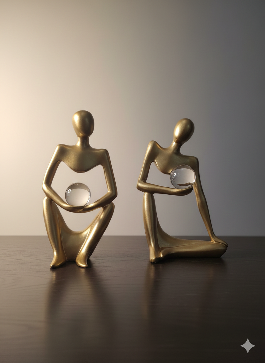 Gold Abstract Human Statues – Modern Home Decor Accents for Living Room & Office